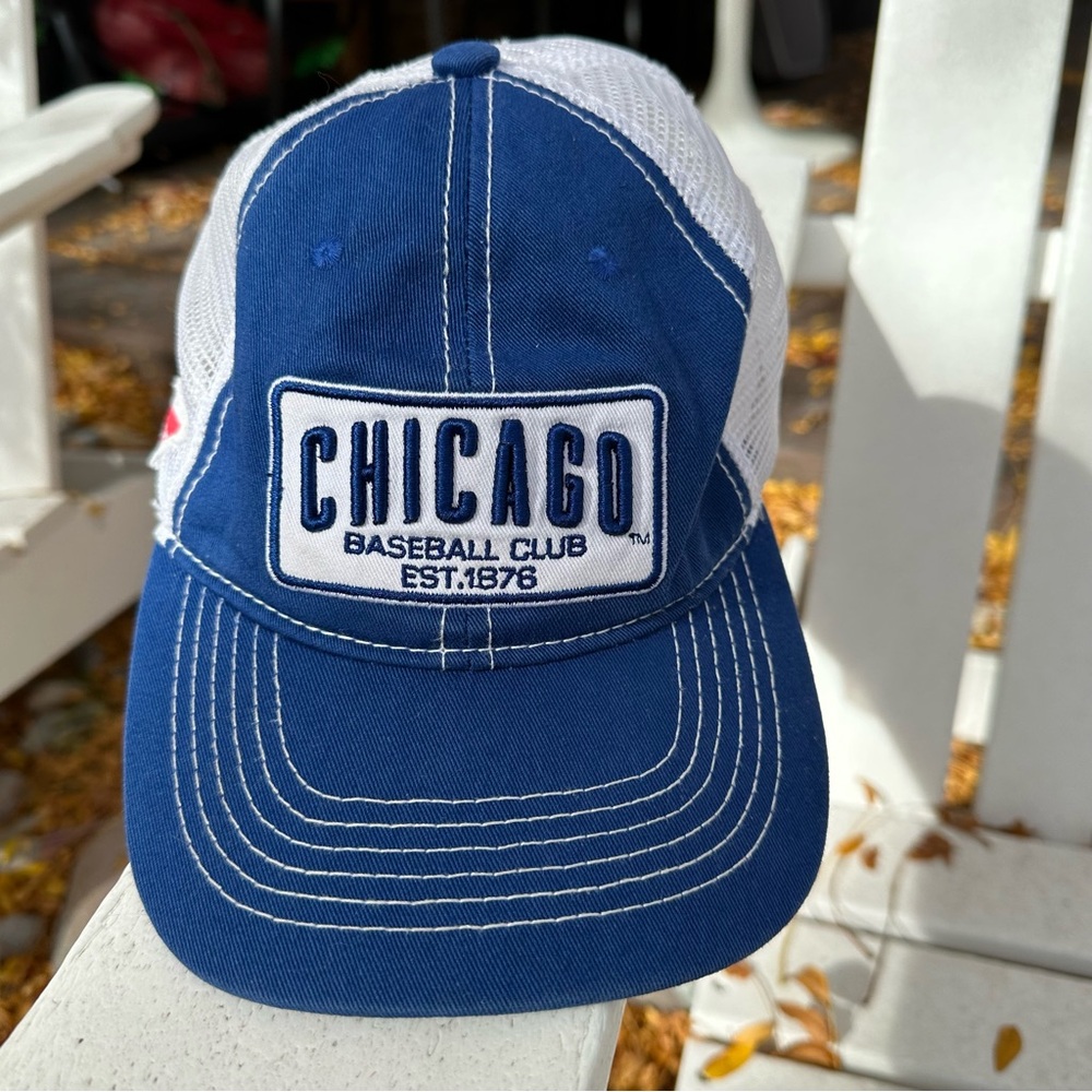 CHICAGO CUBS vintage royal and white cotton mesh adjustable cap - OS